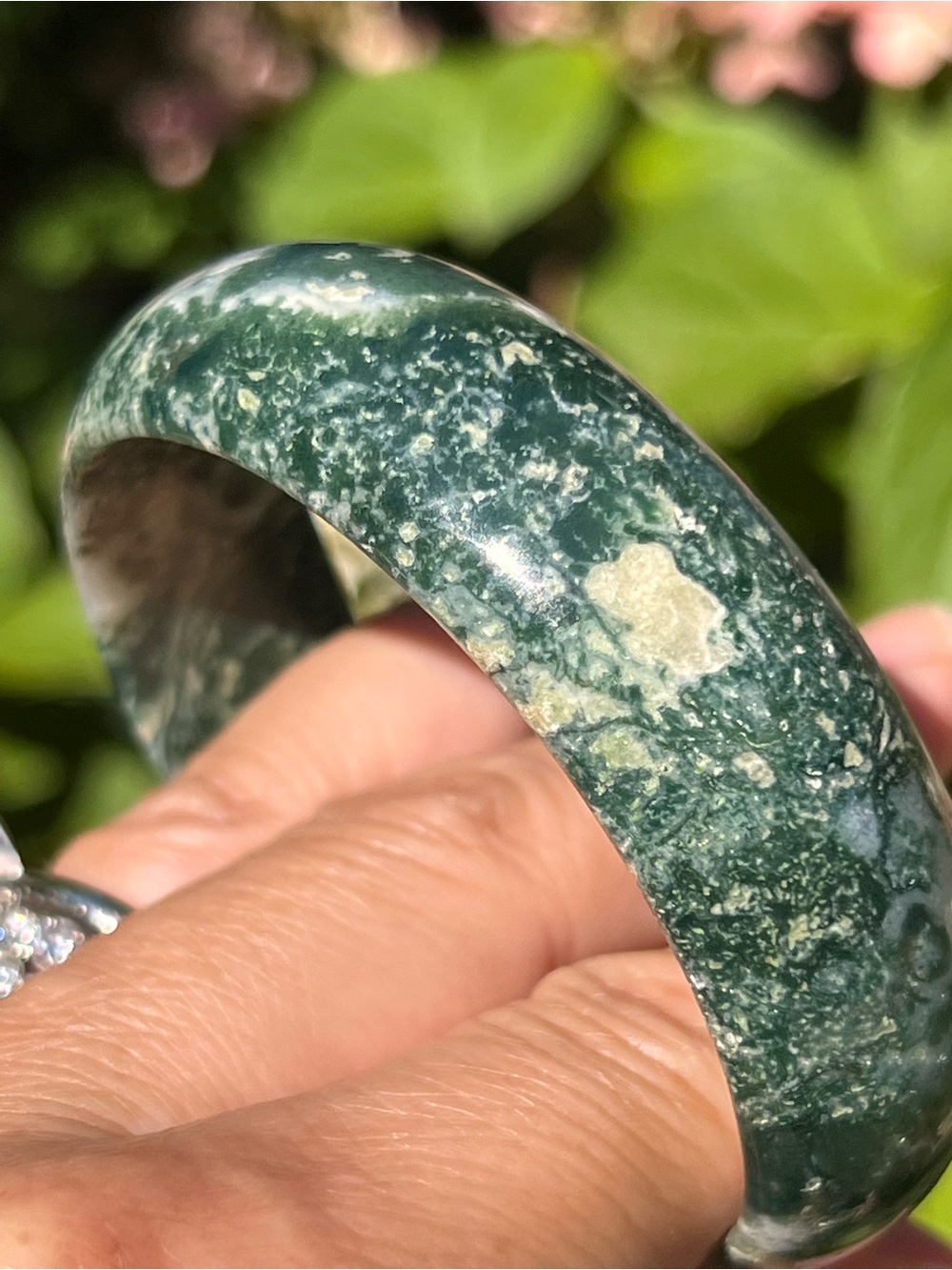 Moss (17) agate bangle | crystal